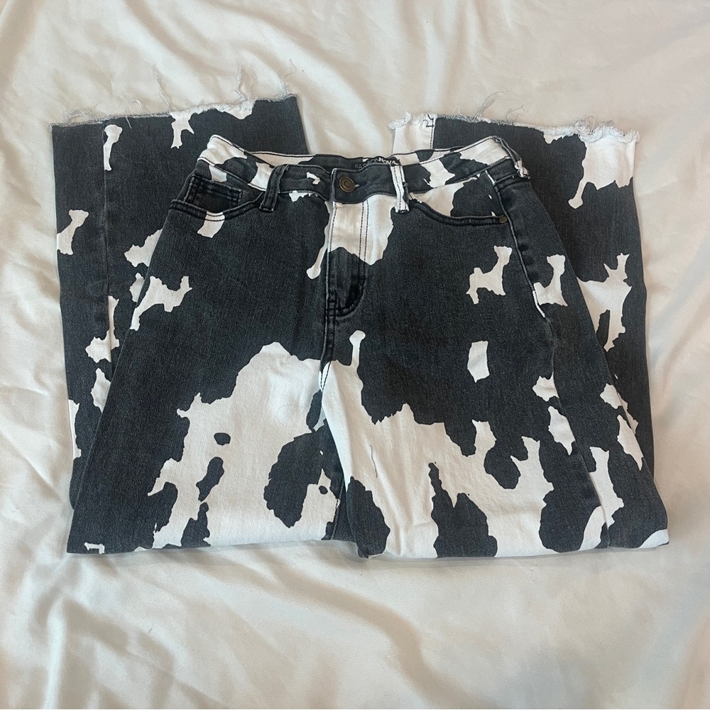 Fashion nova Black and White Cow Print Jeans
